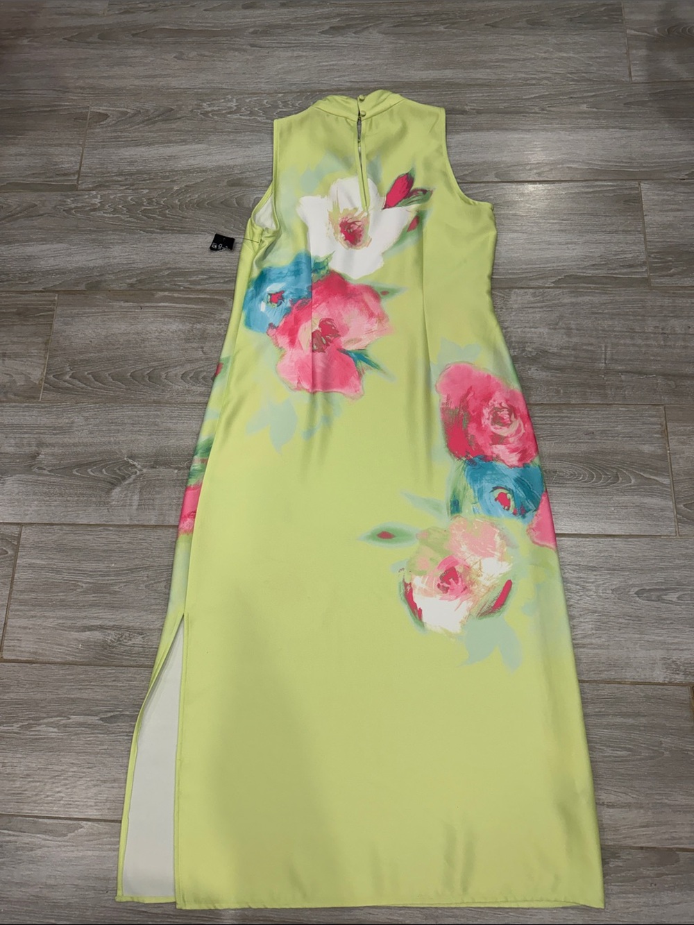 Karl Lagerfeld Floral Mock-Neck Maxi Dress in Lemon Green size 8 - Picture 6 of 6
